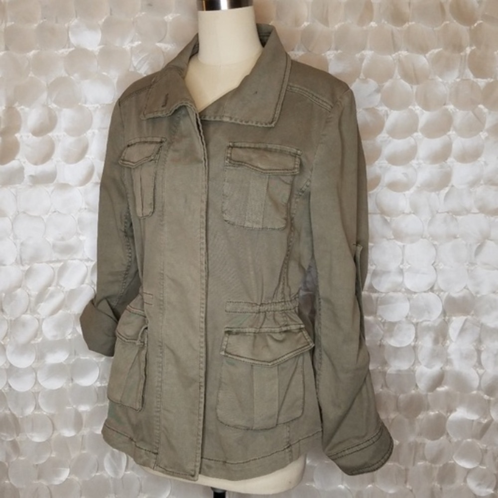 BCBGMAXAZRIA Bronnen Open Back Cargo Jacket XS Olive Green Utility Jacket - Picture 4 of 7